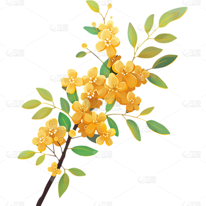 中秋节插画桂花元素贴纸
