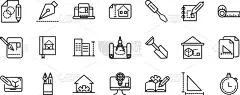 建筑,计算机图标,线条,建筑设备,轮廓,商务,计算机,房屋,工程师,布置