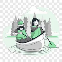 线条插画风双人划船人物场景元素卡通手绘PNG图片 来自PNG搜索网 pngss.com 免费免扣png素材下载！