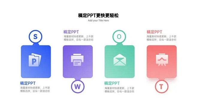 SWOT分析并列关系4项商务PPT图文页