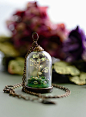 Peridot Steampunk Pendant - miniature bonsai tree terrarium