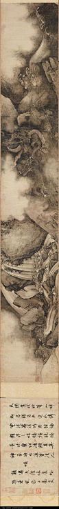 《五龙图巻》 陈容 南宋 东京国立博物馆藏。陈容是南宋末期的文人画家，长乐(福建省)人，号所翁。一说亦号所斋，端平2年(1235年)进士。擅长画水墨龙，驰名于宝祐年间(1253-58年)。本图卷末有“所斋”之印，据称为陈容之作。

