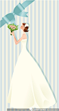卡通新娘婚纱花束矢量素材