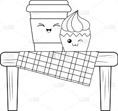 面包店,食品,可爱,野餐桌,户外,木制,塑胶,可爱的,性格,布置