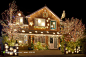 国外圣诞房屋装扮高清设计背景图片素材，圣诞夜图片素材