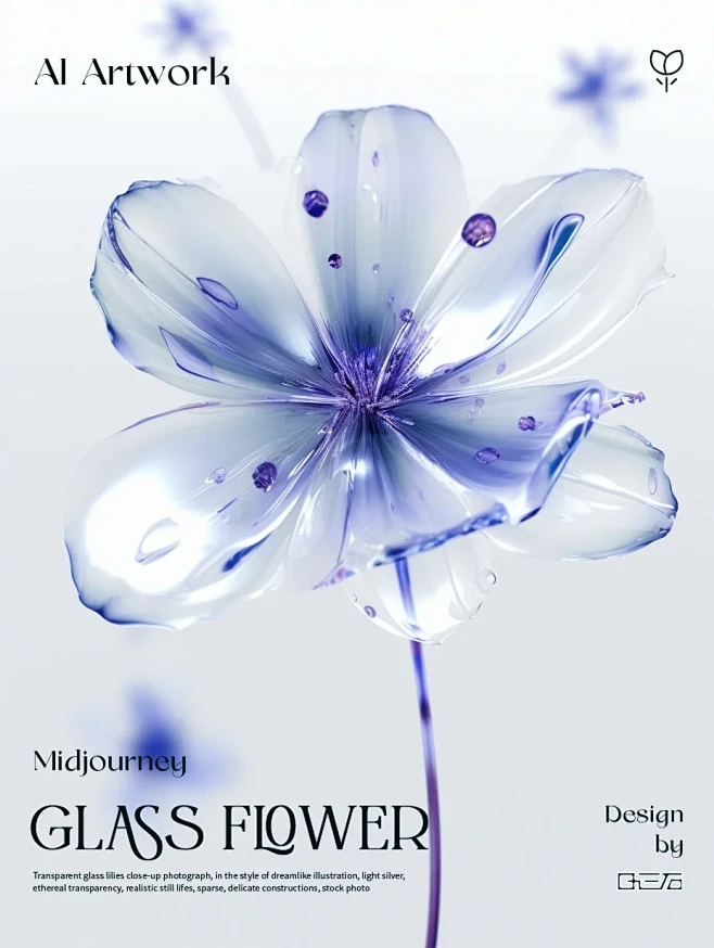 【AI玻璃材质】唯美玻璃花，这该死的质感...