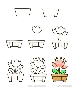 #育学园亲子# o(*≧▽≦)ツ 简单可爱的小盆栽简笔画来啦！手账、哄娃都用得上，妈妈们画起来吧~ #儿童教育公开课#  ​​​​via @合家欢阿欢阿欢 ​​​​