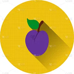 李子,图标,扁平化设计,蔬菜,清新,食品,维生素,熟的,成分,青梅