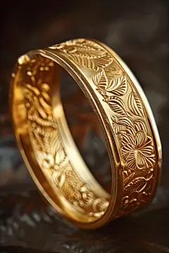 刻花黄金手镯产品摄影