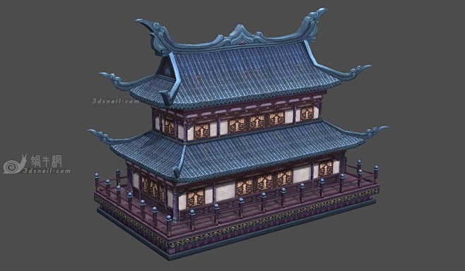 古代建筑，酒楼，古代小房子，商店，商铺 - 场景模型 蛮蜗网