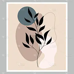 波西米亚风格的植物学抽象。用抽象人物画叶子。