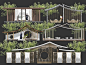 新中式景观廊架 坡屋顶廊架 住宅小区格栅廊架【ID:1120735799】