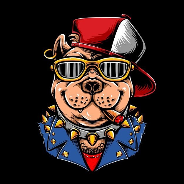 斗牛犬狗插画矢量图设计素材