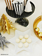 Black & Gold, Geometric Christmas Holidays Tablescape - BirdsParty.com