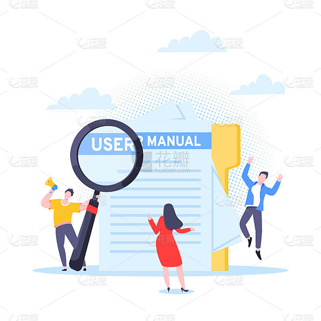 用户手册指南书平面风格设计矢量插图。