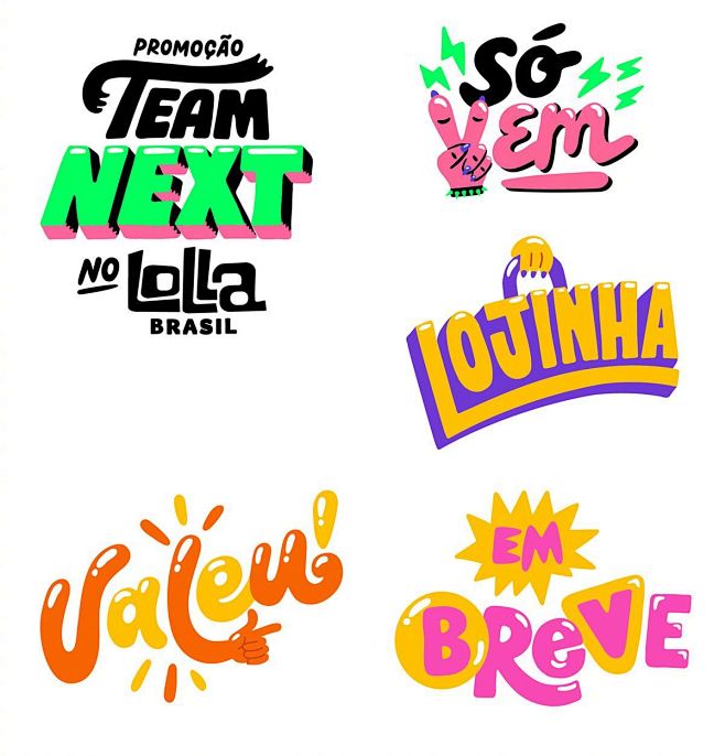 可爱的字体设计色彩搭配也很赞呈现多种文字排版方式丨byleandroassis