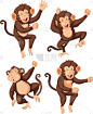 猴子,性格,矢量,野生动物,平衡,图像,猿,插画,嬉戏的,剪影