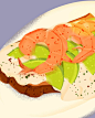 food lover sandwich toast shrimps avocado cream cheese food illustration digital art food porn sandwich 