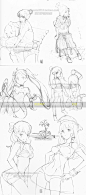 80张日本精选人物动态线稿CG参考图片大动作黑白草稿姿态打斗-淘宝网