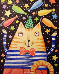 呆萌可爱的动物水彩儿童画～小清新水彩超话#五一劳动节#1ouou