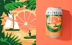 Upstream易拉罐装苏打水插图风格包装欣赏 - 三视觉