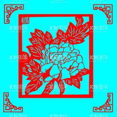 牡丹剪纸  - 源文件下载【酷图网】牡丹,花卉,植物,观赏,剪纸,线条,矢量,传统,装饰,窗花,插画,富贵,