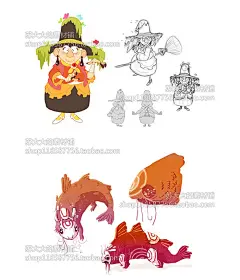 99张欧美手游风卡通Q版草稿CG插画图片人物角色场景参考可爱-淘宝网