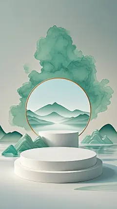 国风山水展台，空白展台，电商用展台，陈列台，国风陈列台 (6)