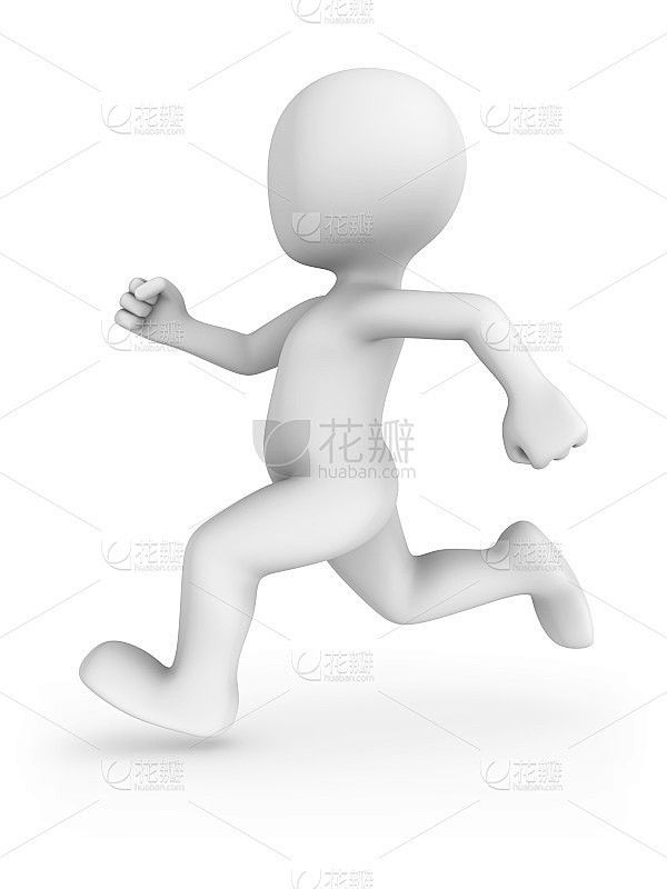 3d渲染白色奔跑的人。3 d渲染插图。