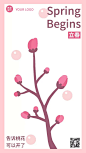 立春节气粉色简约花朵GIF动态海报