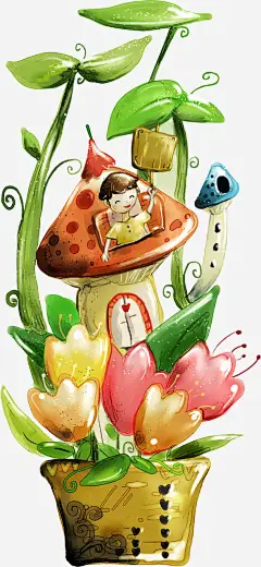 手绘童话房子海报平面广告 png素材