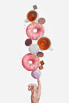 甜甜圈高清素材 手指 甜甜圈 粉色 红茶 饼干 免抠png 设计图片 免费下载