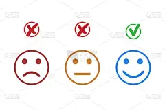 选择一个快乐的微笑在你的脸上，良好的反馈评级和积极的客户反馈，经验，满意度调查，心理健康评估，世界心