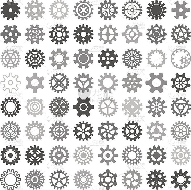向量黑色齿轮图标集。
