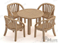  实木宜家餐桌椅组合北欧书桌休闲接待咖啡洽谈小圆桌子桌椅组合 3d模型