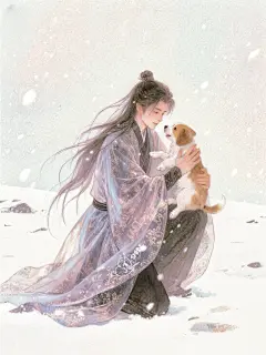 如果有时间你会来看一看我的吧？ #插画#古风#小说封面#小狗乖乖