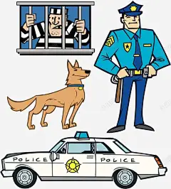 警察犯人插画 平面电商 创意素材