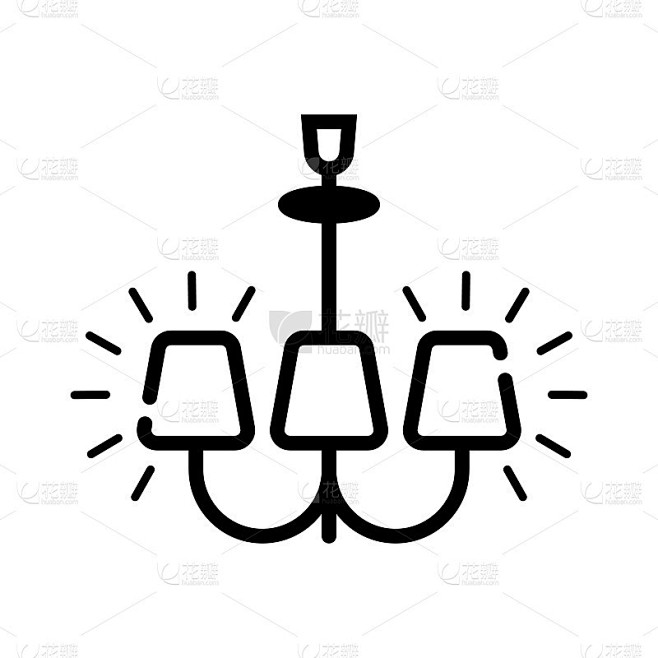 灯的图标。矢量插图吊灯在黑色