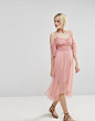 Miss Selfridge Mesh Cold Shoulder Dress at asos.com : Discover Fashion Online