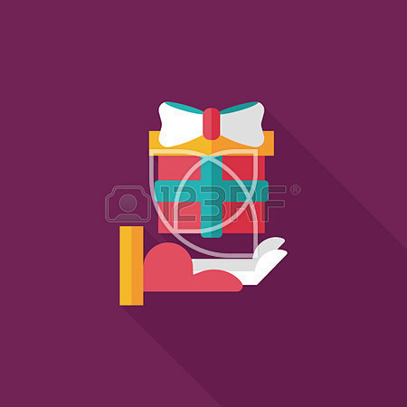 Gift flat icon with ...