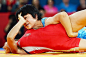 当地时间8月8日，女子柔道48公斤级，日本选手Hitomi　Obara和突尼斯选手Maroi　Mezien纠缠在一起。Getty　Images