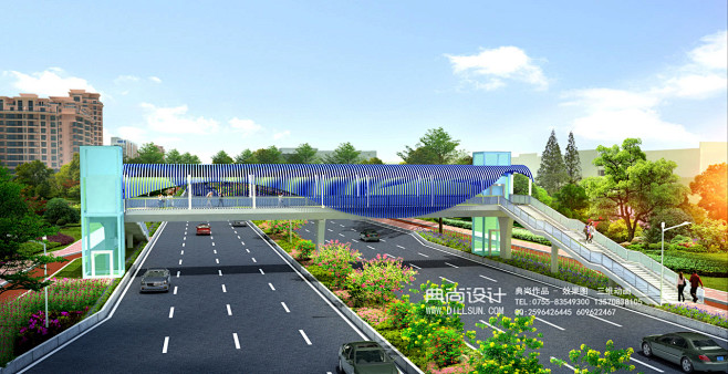 05a天桥方案二b 人行天桥过街效果图