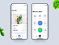 Greeny app interface dashboard interaction animation clean mobile ios ux ui app food and beverage bottom menu bar search cards menu indian green dishes food