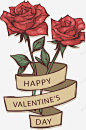 手绘红玫瑰情人节海报 平面电商 创意素材