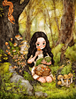 闲来研究哪些菇类可以做料理 ~ 来自韩国插画家Aeppol 的「森林女孩日记」系列插画。