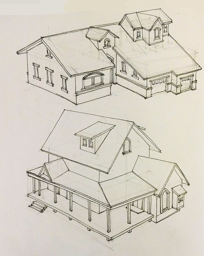 房屋手绘透视图图片