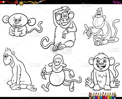 性格,动物,猿,彩色书,可爱的,恶作剧,幻想,童话故事,幸福,幽默