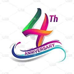 周年庆典标志绿色和红色