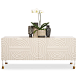 Florence 2 Door Petite Credenza : Introducing the Florence 2 Door Petite Credenza. Featuring doors defined by bold concentric circles, ovals, and parallel lines, this credenza is both fresh and timeless in its design. Round lucite and brass legs complete