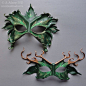 Sculpted Leather Mask Lady Of The Leaves Greenwoman by beadmask